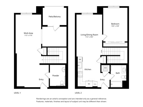 Floor plan for 1 bed, 1 bath, 1456 sqft